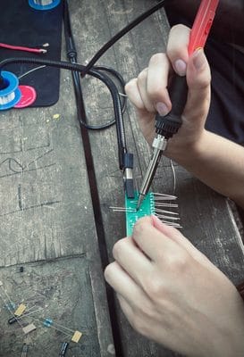 GREEN soldering closeup